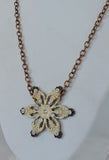 Six Point Metal Flower w/Rhinestones Pendant