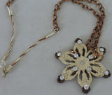 Six Point Metal Flower w/Rhinestones Pendant