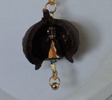 Eco Macadamia Shell w/Swarovski Golden Shadow Dome Pendant