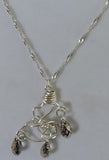 Silver Freeform Wire w/Swarovski Patina Briolettes Pendant