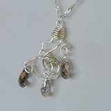 Silver Freeform Wire w/Swarovski Patina Briolettes Pendant