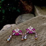 Variegated Pink Dangle Earrings w/Swarovski Crystals