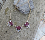 Burgundy Beads with Rhinestone Choker/Necklace