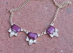 Burgundy Beads with Rhinestone Choker/Necklace