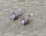 Swarovski Iridescent Red/Purple Pearl Dangle Earrings