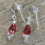 Swarovski Red and Clear Crystal Dangle Earrings