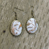 Marbled Copper, Bronze and Sparkle White Clay Dangle Earrings