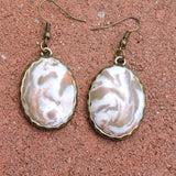 Marbled Copper, Bronze and Sparkle White Clay Dangle Earrings