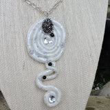 White Granite Clay with Silver Dust Pendant