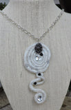 White Granite Clay with Silver Dust Pendant