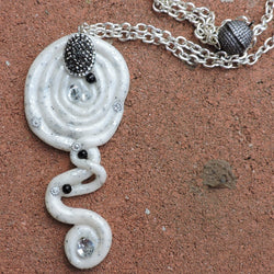 White Granite Clay with Silver Dust Pendant