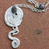 White Granite Clay with Silver Dust Pendant