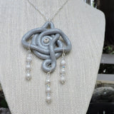 Swarovski Crystals and Free Form Silver Clay Pendant