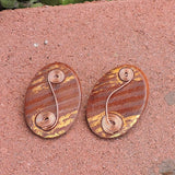 Eco Friendly Oval Wood Stud Earrings with Copper Wire