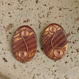 Eco Friendly Oval Wood Stud Earrings with Copper Wire