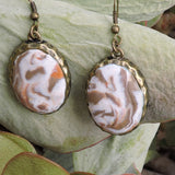 Marbled Copper, Bronze and Sparkle White Clay Dangle Earrings