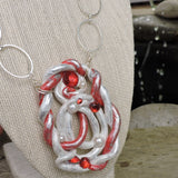 Red and White Twisted Clay Pendant