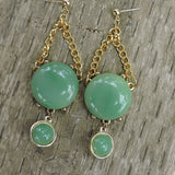 Variegated Green Stone Dangle Earrings