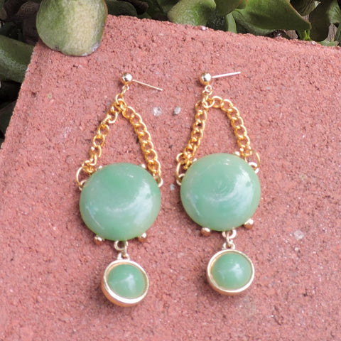 Green stone on sale dangle earrings