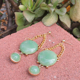 Variegated Green Stone Dangle Earrings