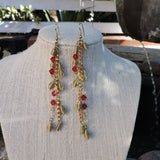 Swasrovski Red Crystal and Gold Spiral Dangle Earrings