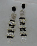 Black and Silver Crystal and Stone Earrings