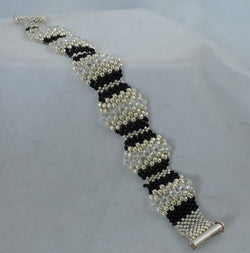 Bracelet of Black and Silver Beads With Swarovski AB Crystals