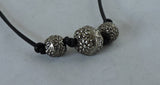 Boho Choker w/Black Leather and Antique Silver Textured Beads